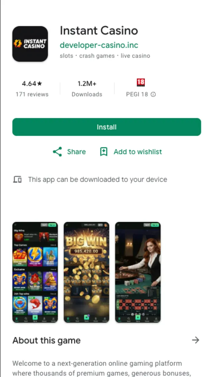 Instant Casino app